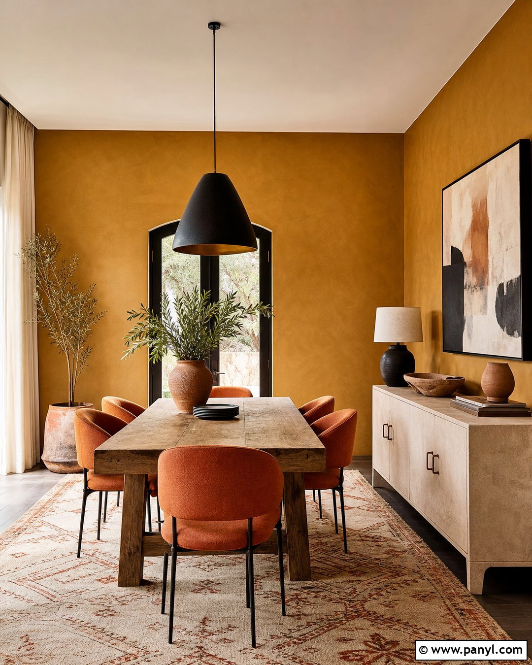 Gold And Terracotta Dining Room - 30 Golden Wall Paint Ideas