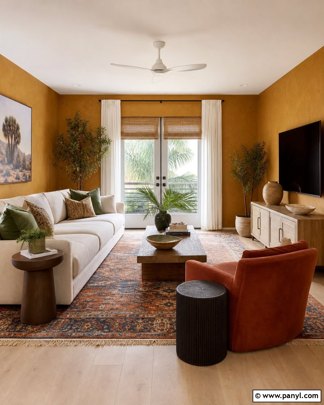 Gold And Terracotta Family Room - 25 Gold Wall Color Ideas