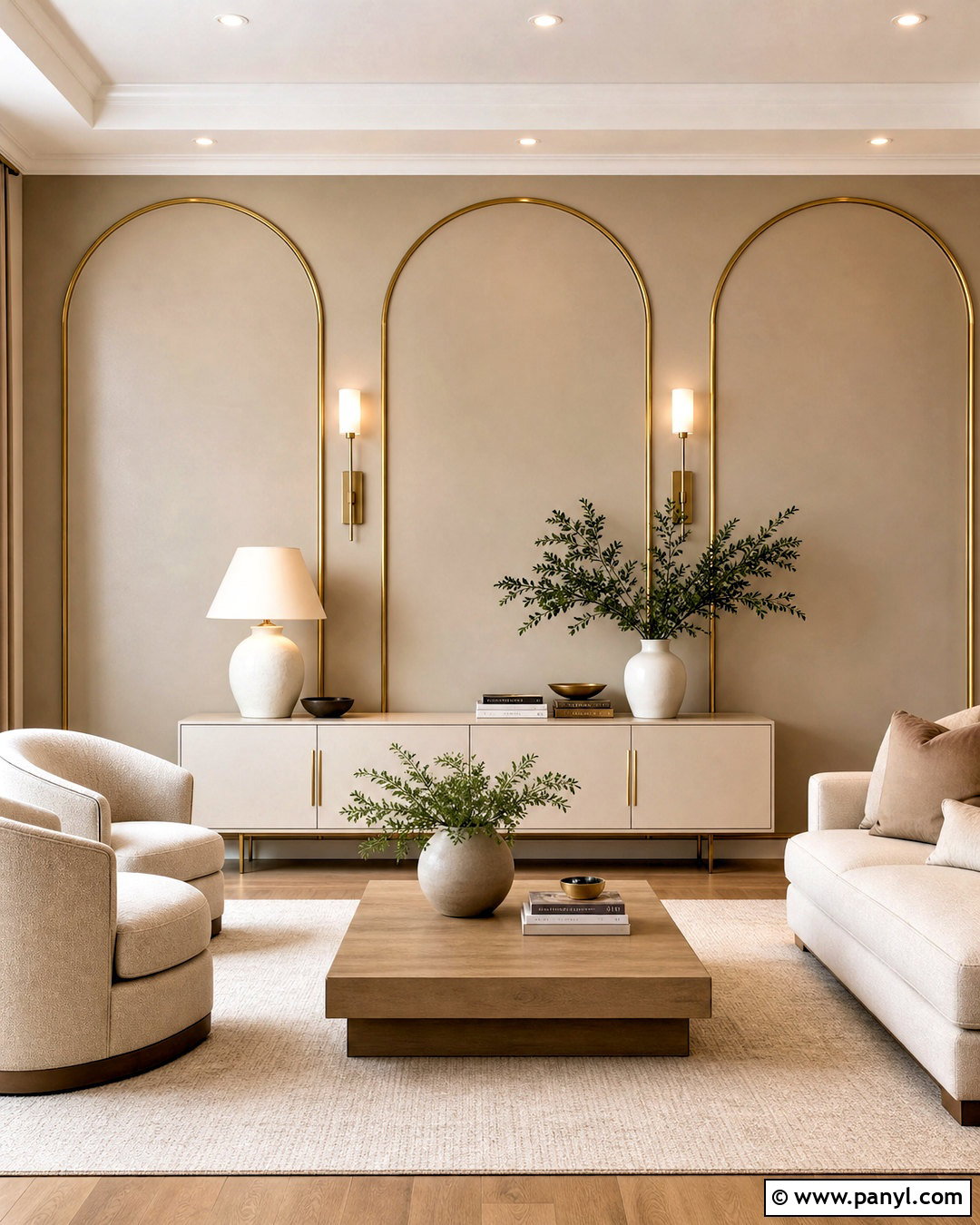 Gold Arch Feature Wall - 20 gold feature wall ideas