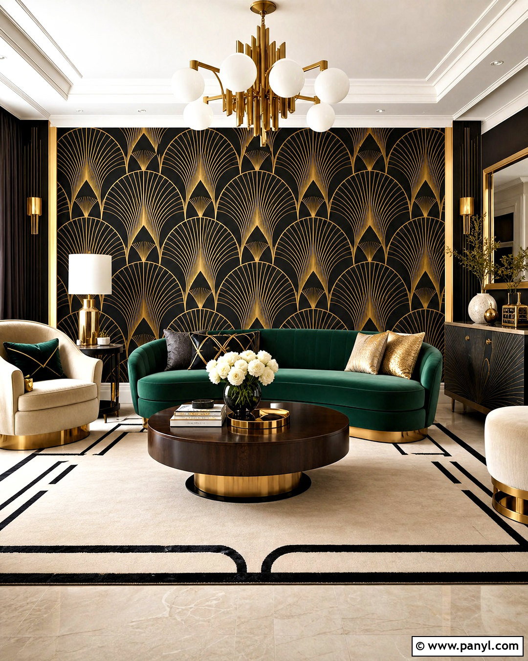 Gold Art Deco Accent Wall - 20 gold accent wall ideas