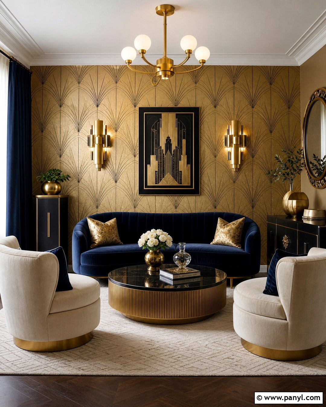 Gold Art Deco Wall - 35 Gold Walls