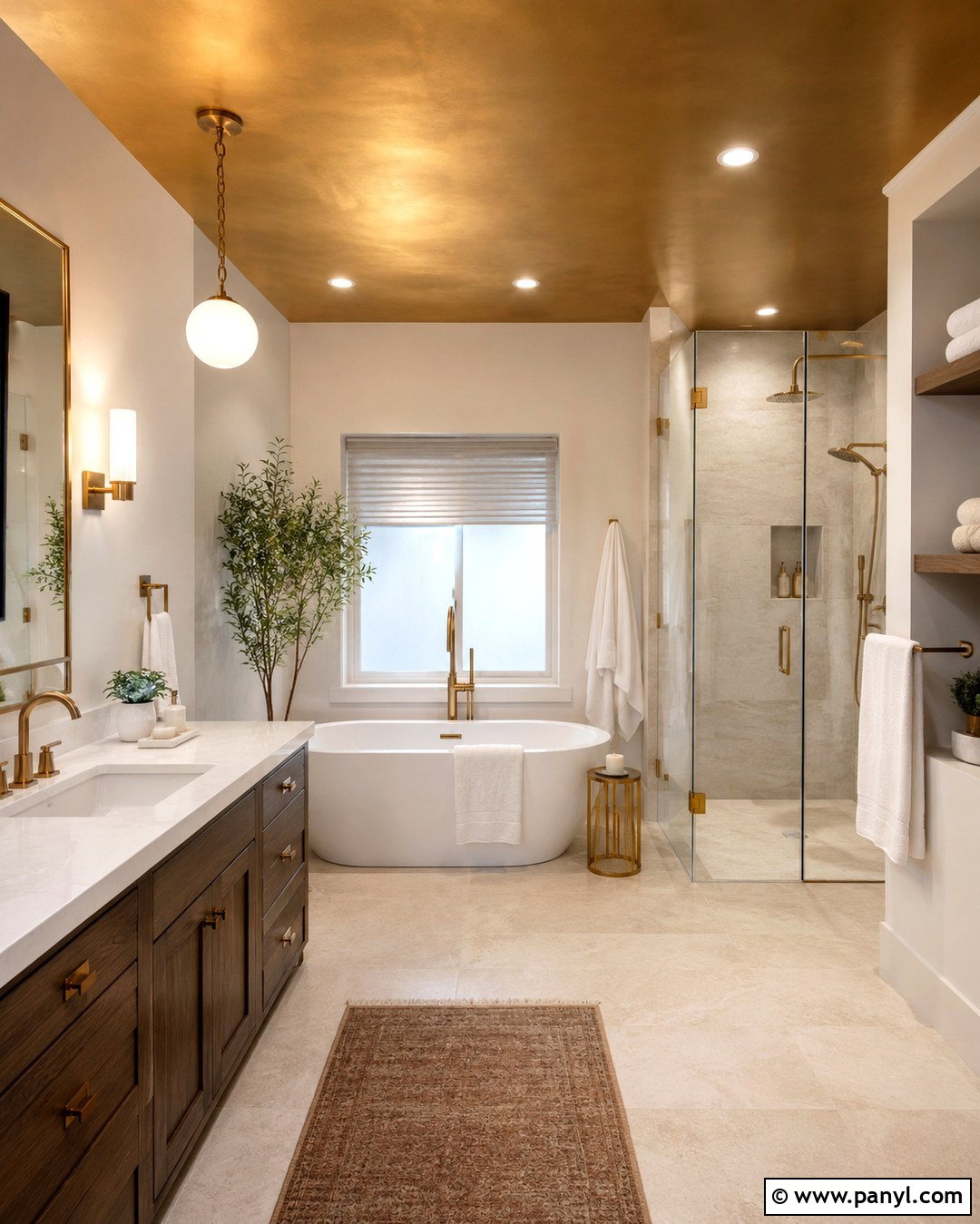 Gold Bathroom Ceiling - 20 Gold Paint Bathroom Ideas