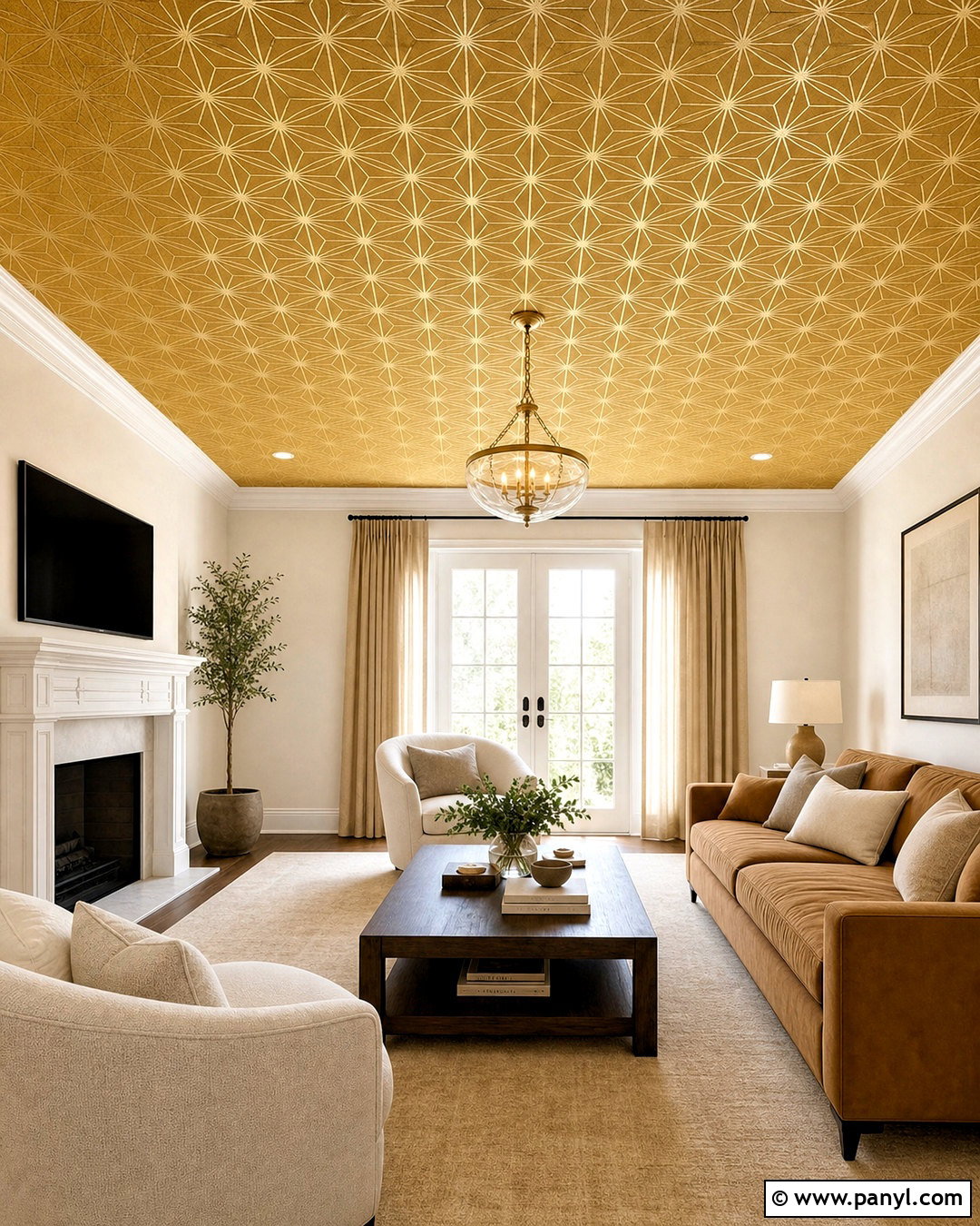 Gold Ceiling Wallpaper Living Room - 20 gold wallpaper living room ideas