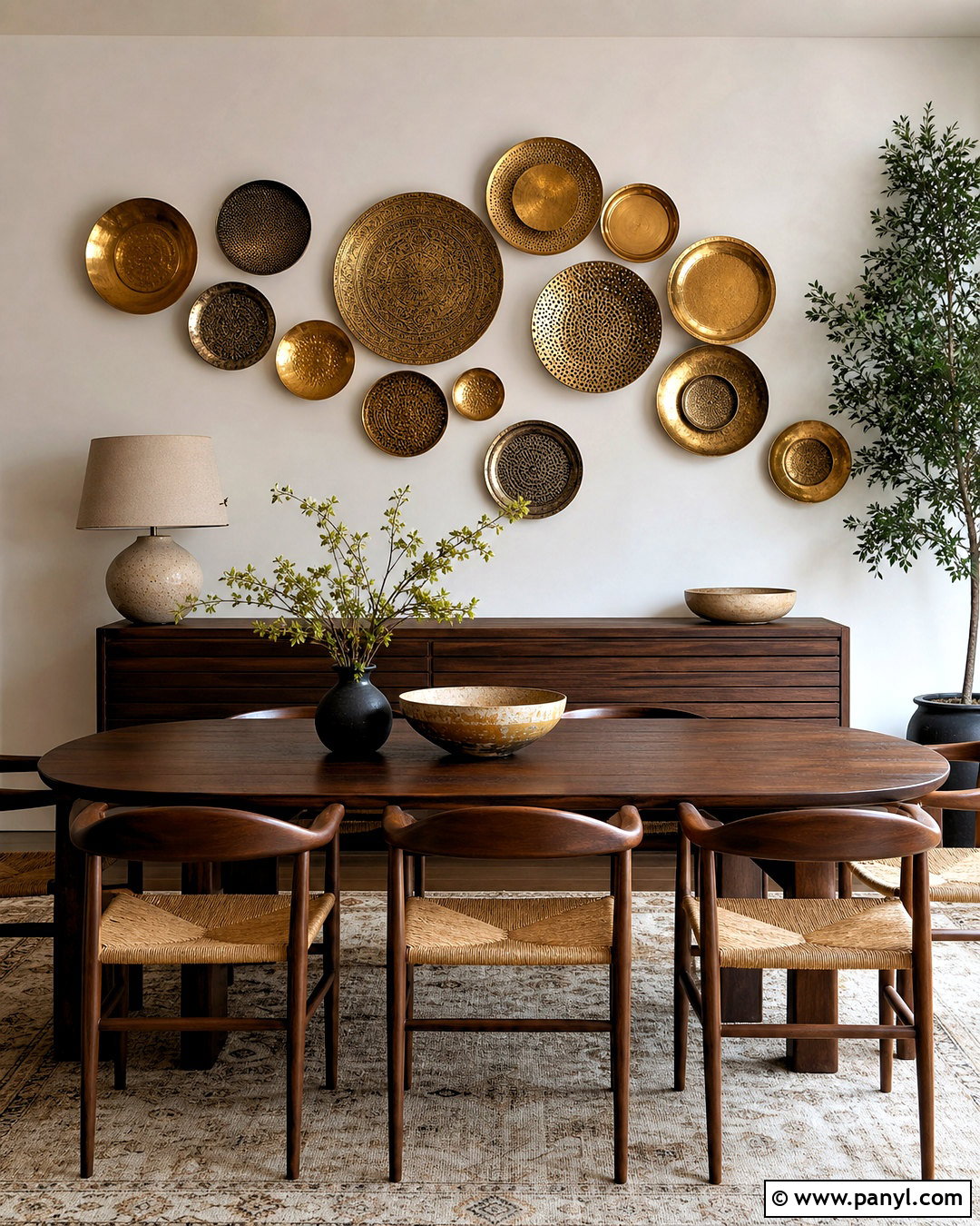 Gold Decorative Plate Wall - 20 golden wall decor ideas