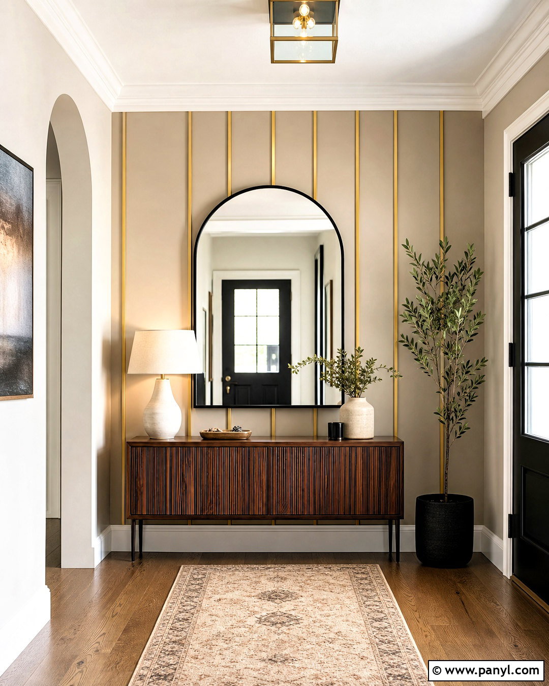 Gold Entryway Feature Wall - 20 gold feature wall ideas