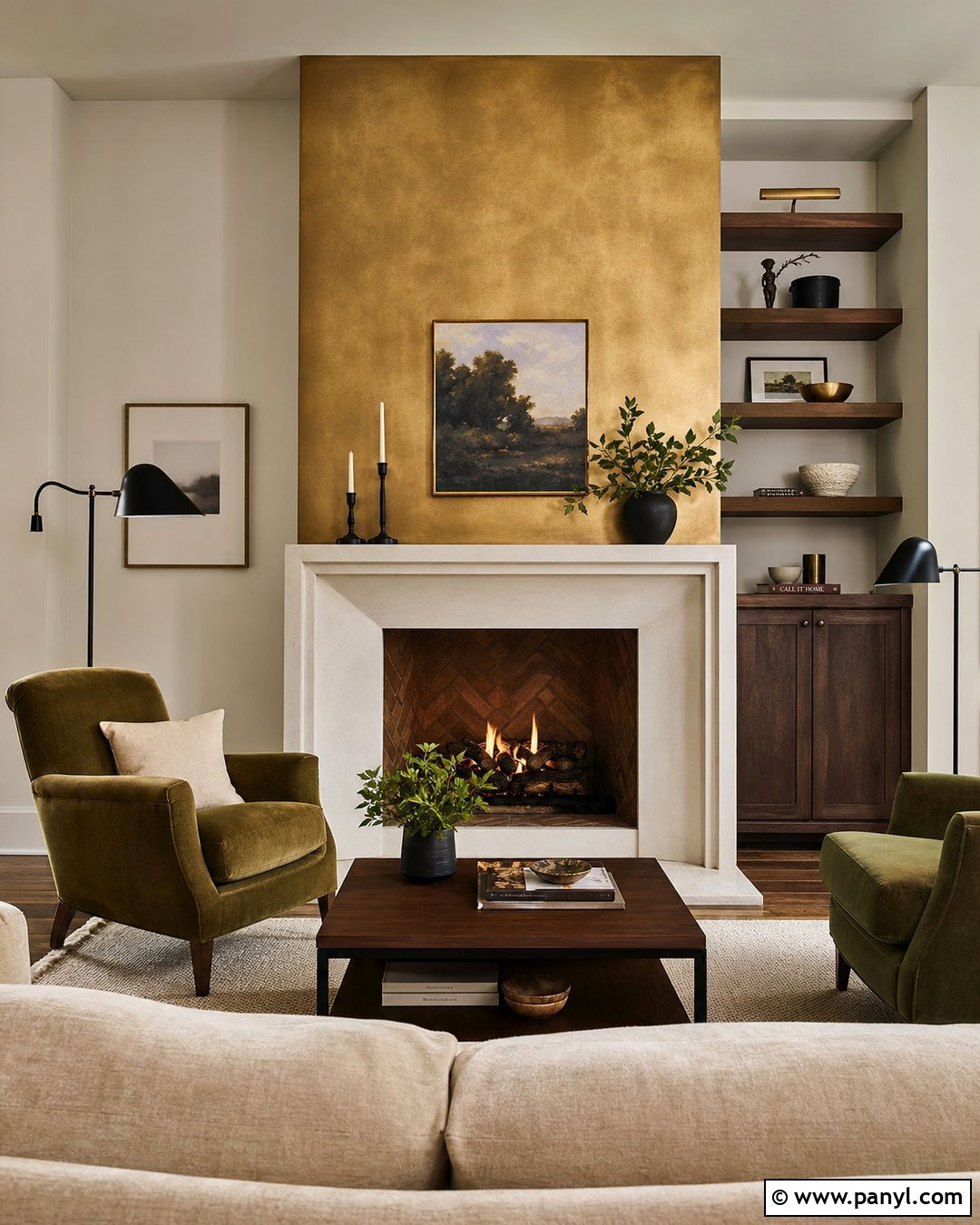 Gold Fireplace Accent Wall - 25 Gold Wall Color Ideas