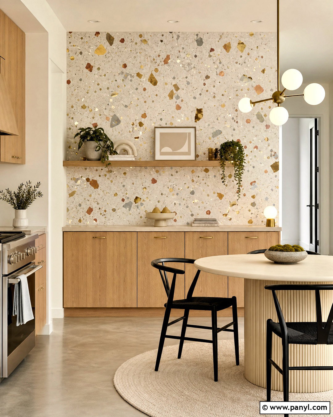 Gold Fleck Terrazzo Wall - 20 gold shimmer wall ideas