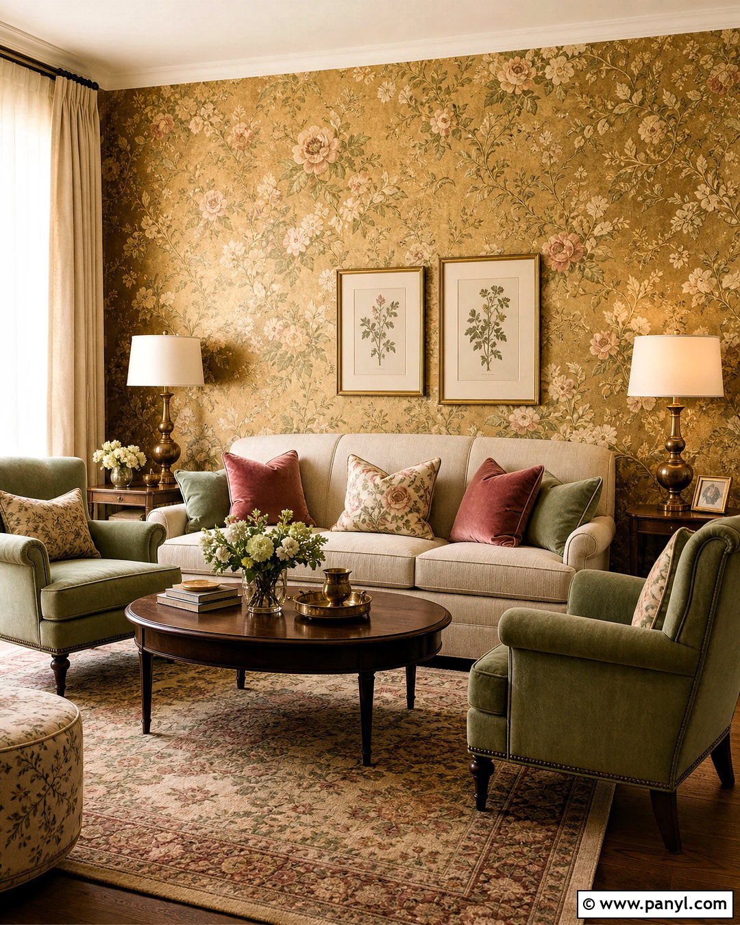 Gold Floral Wallpaper Living Room - 20 gold wallpaper living room ideas