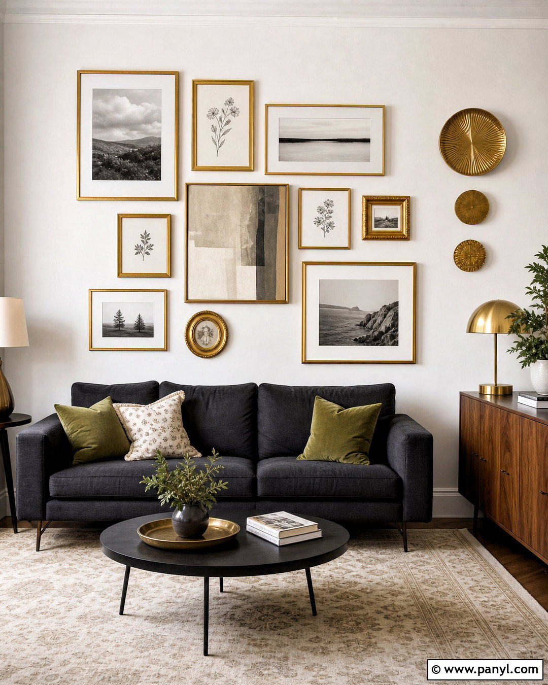 Gold Frame Gallery Wall - 20 golden wall decor ideas
