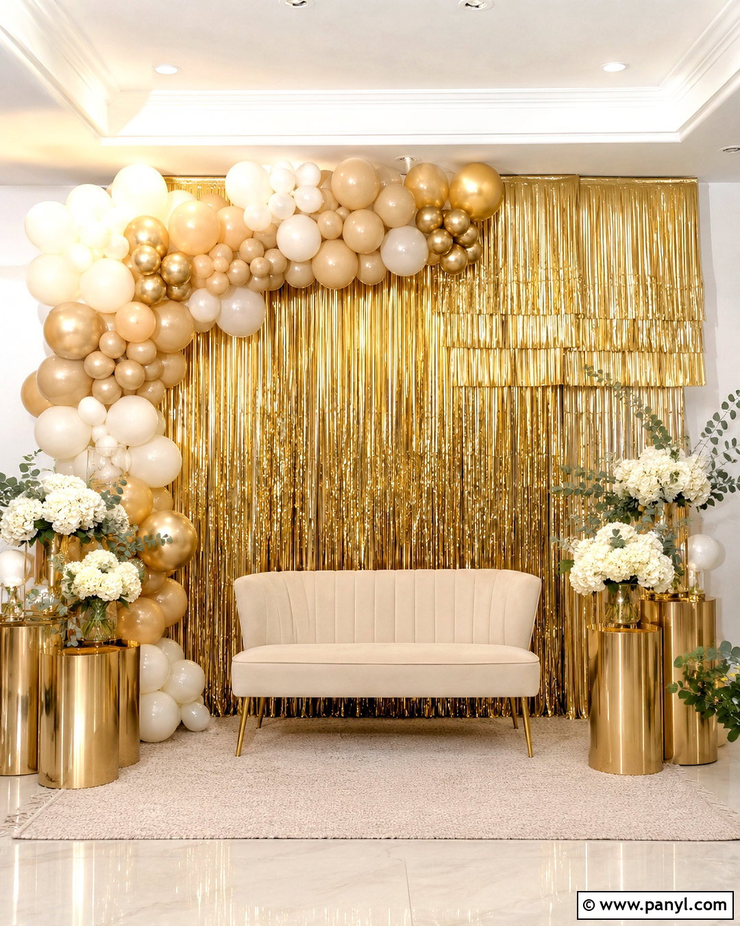Gold Fringe Metallic Backdrop - 20 metallic backdrop ideas