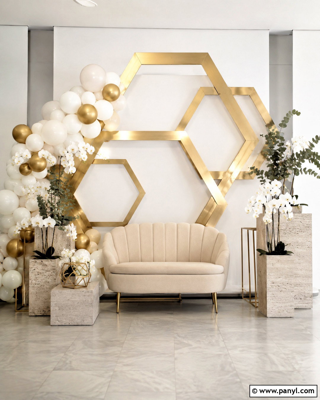 Gold Geometric Metallic Backdrop - 20 metallic backdrop ideas