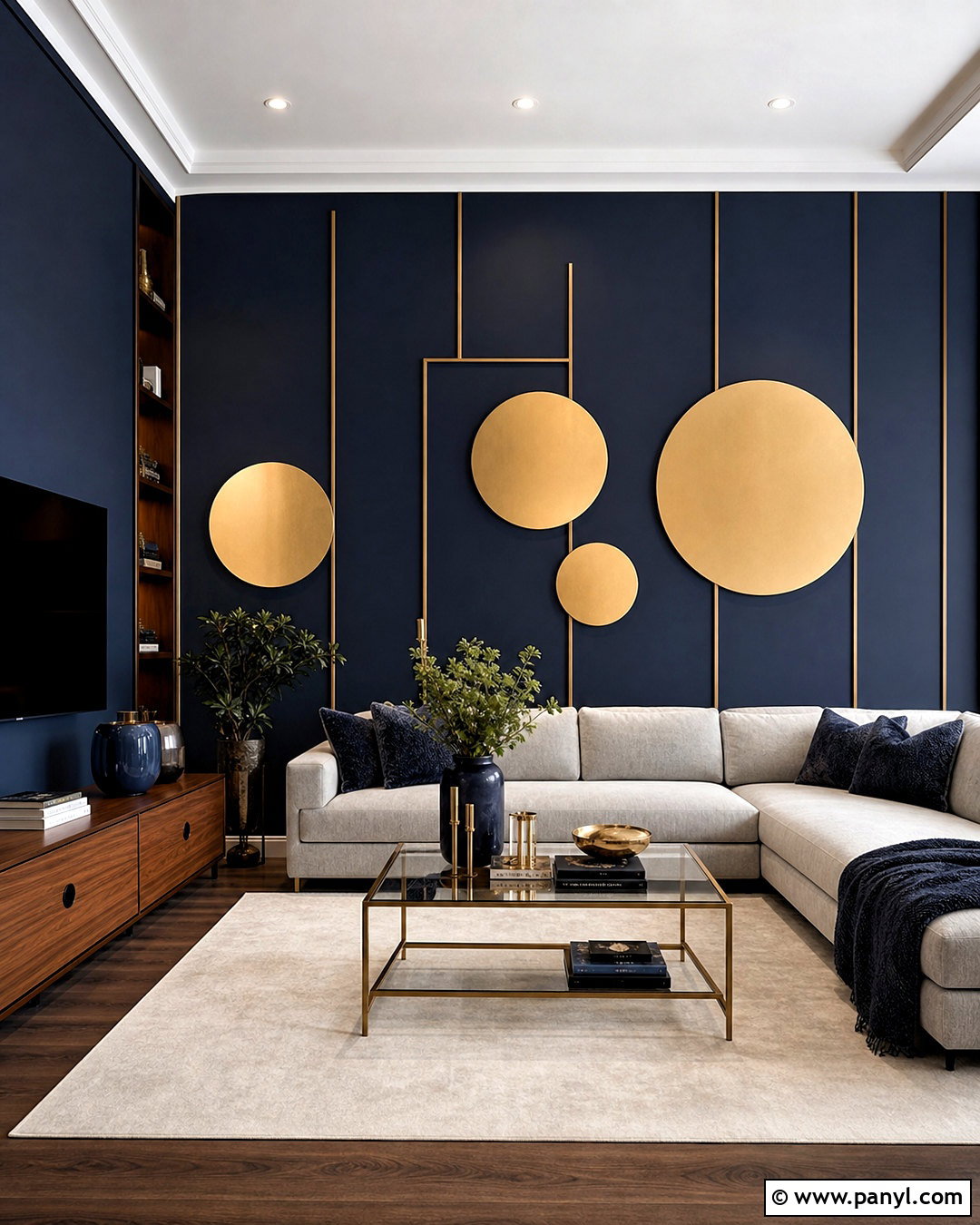 Gold Geometric Wall Panels - 20 golden wall decor ideas