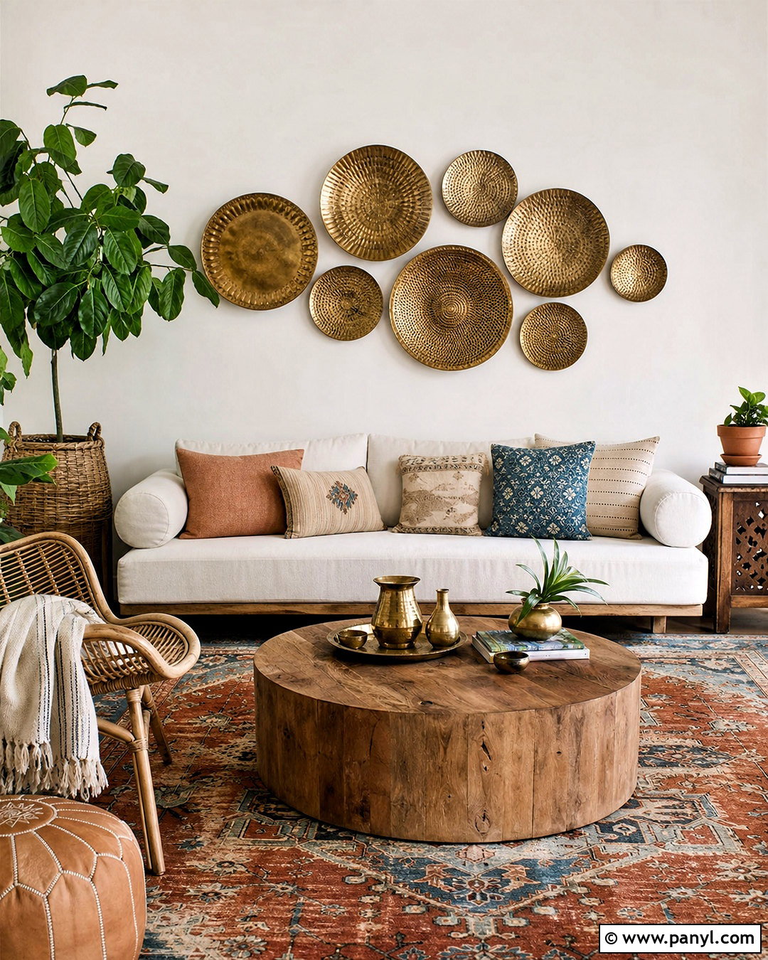 Gold Hammered Disc Wall Decor - 20 golden wall decor ideas