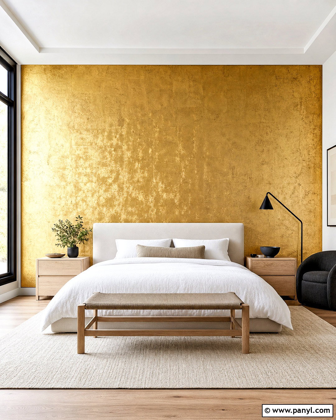 Gold Leaf Accent Wall - 20 golden wall decor ideas
