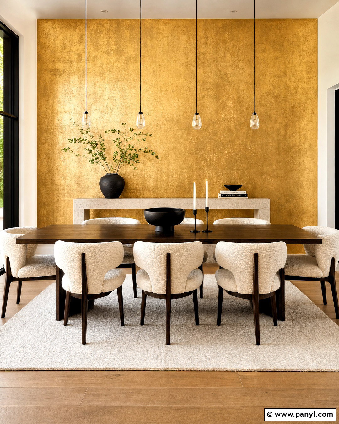 Gold Leaf Accent Wall - 20 gold accent wall ideas