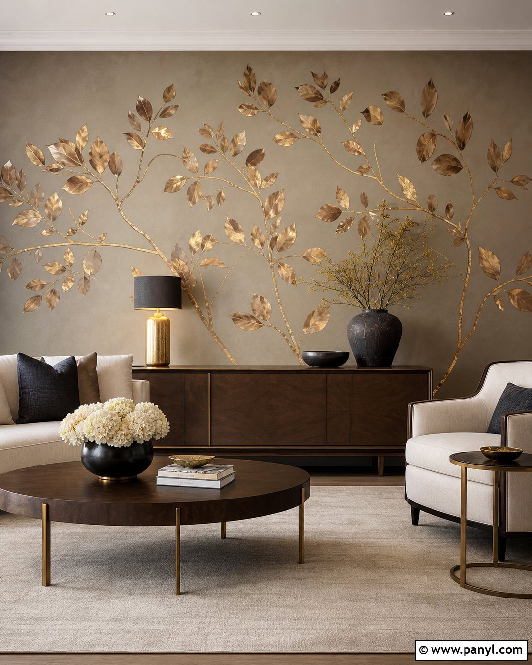 Gold Leaf Branch Wall - 20 Wall Paint Leaves