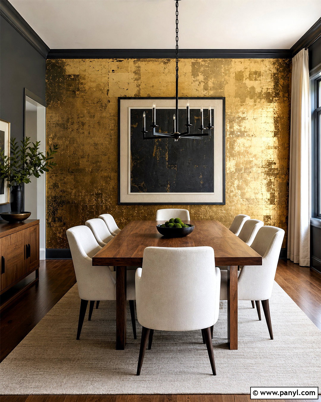 Gold Leaf Dining Room Wall - 20 gold shimmer wall ideas
