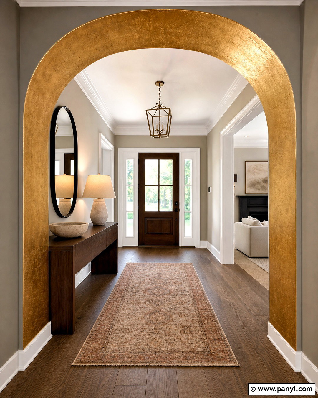 Gold Leaf Entryway Arch - 20 gold leaf wall ideas