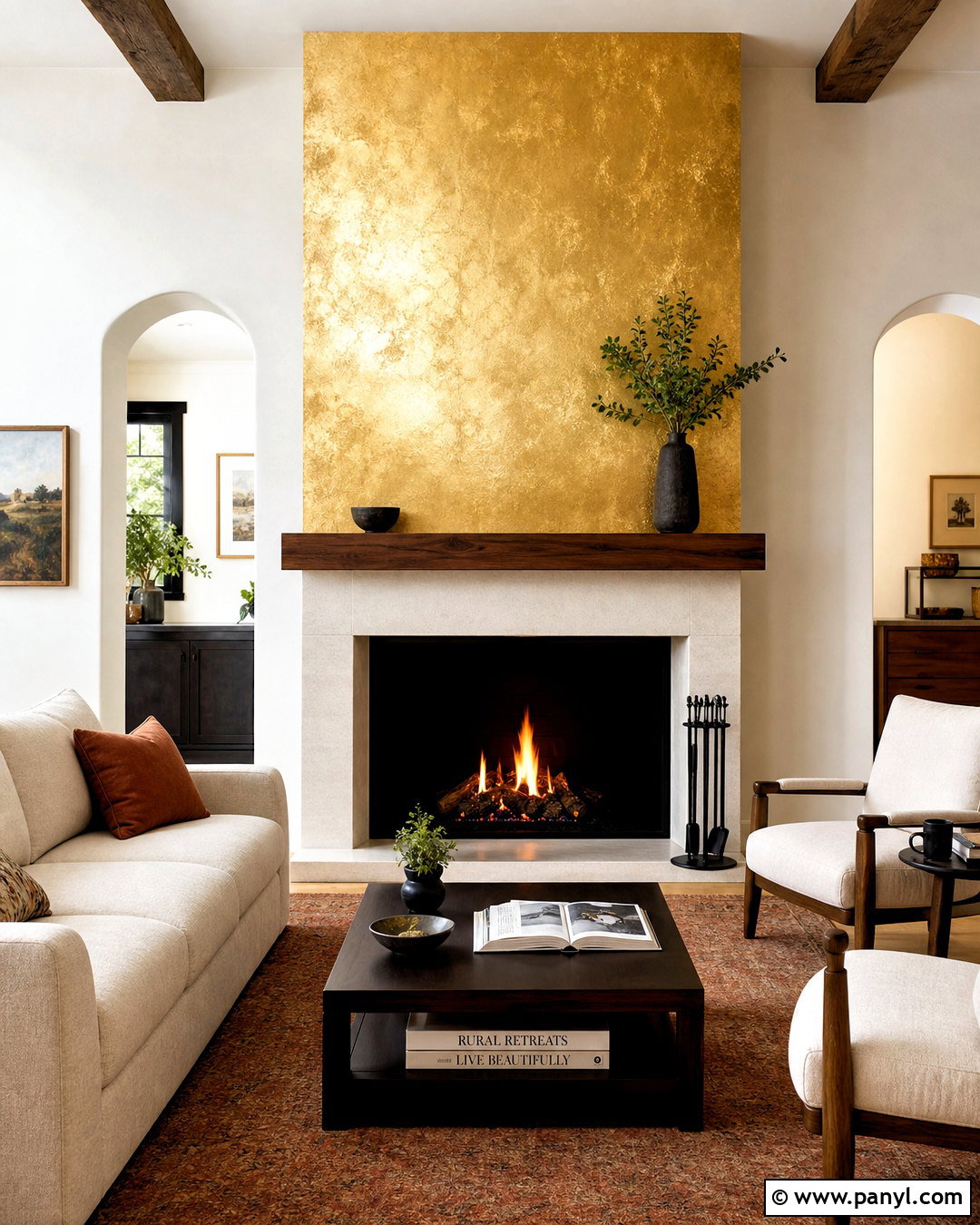 Gold Leaf Fireplace Wall - 20 gold leaf wall ideas