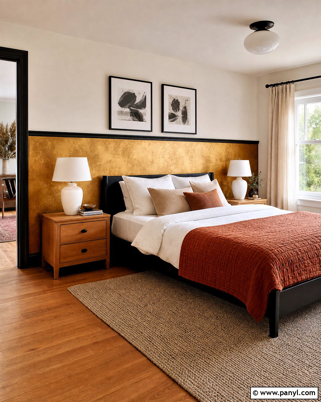 Gold Leaf Half Wall - 20 gold leaf wall ideas