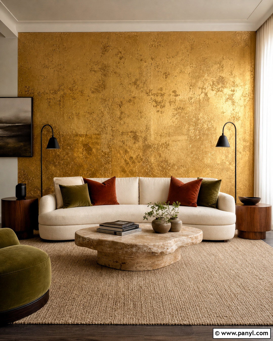 Gold Leaf Living Room Accent Wall - 20 gold leaf wall ideas
