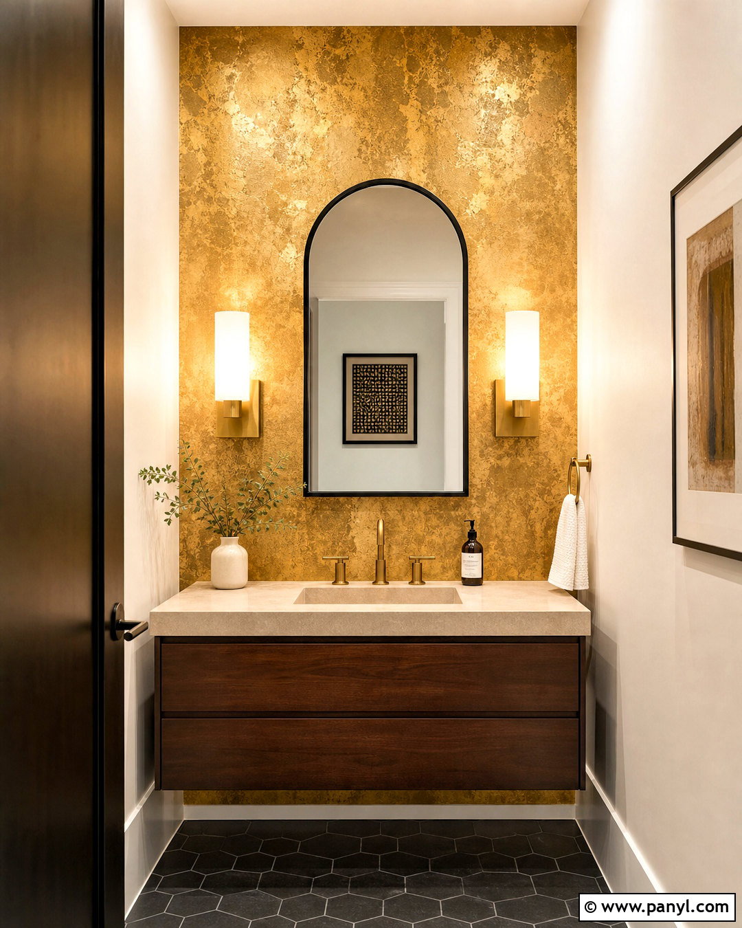 Gold Leaf Powder Room Wall - 20 gold leaf wall ideas
