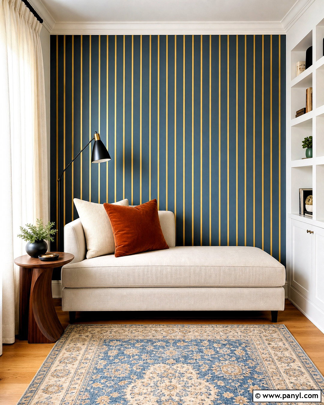 Gold Leaf Vertical Striped Wall - 20 gold leaf wall ideas