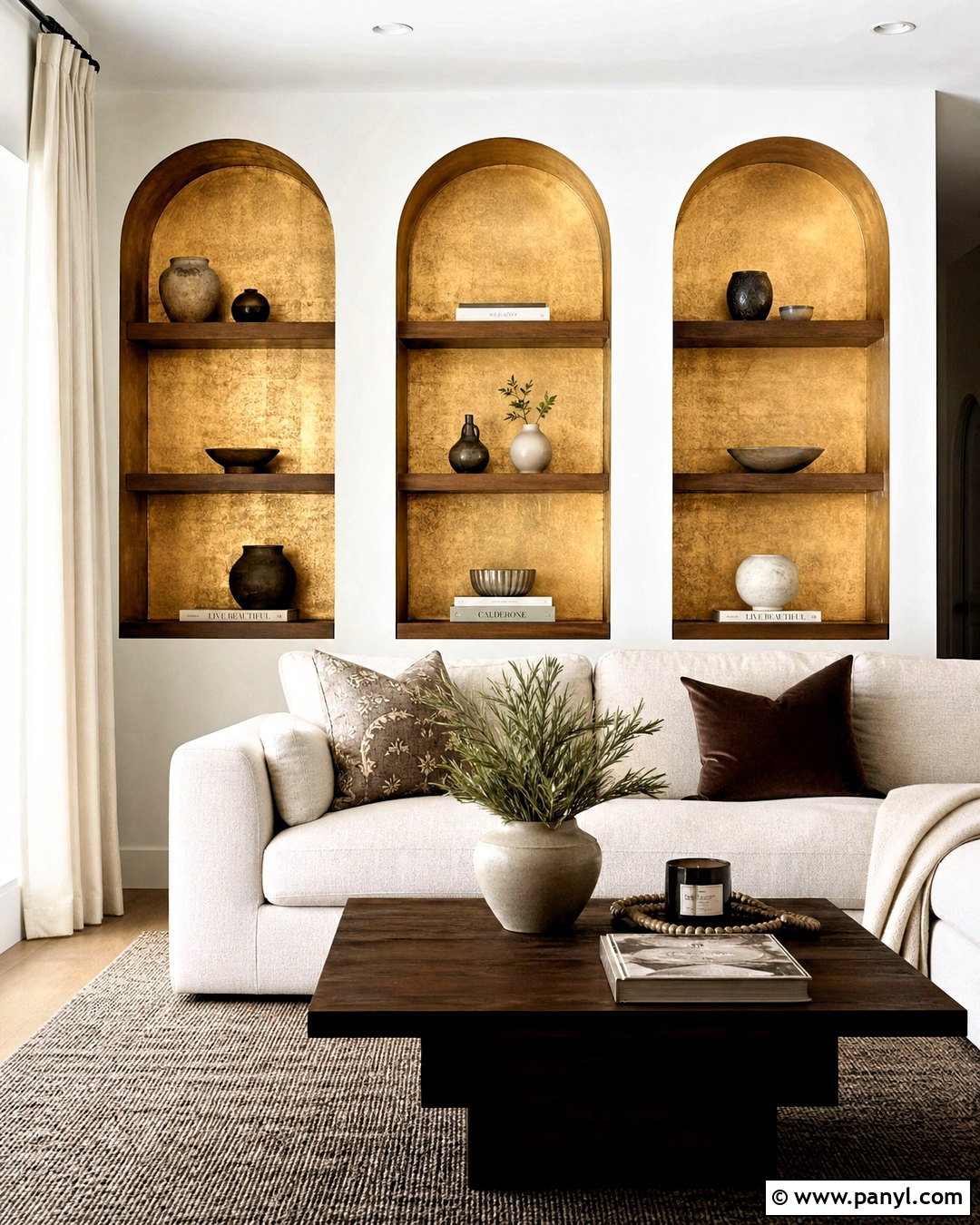 Gold Leaf Wall Niches - 20 gold leaf wall ideas
