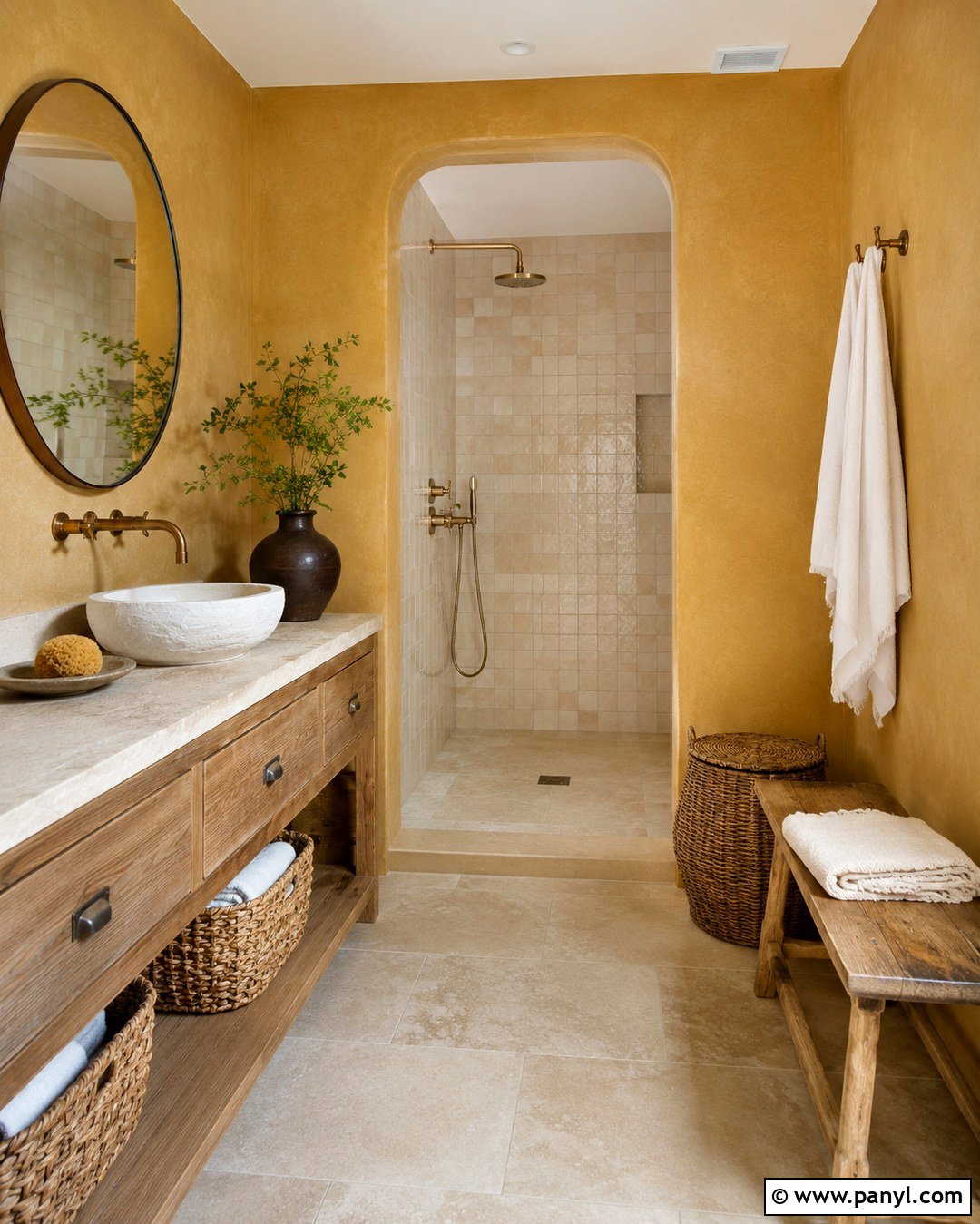 Gold Limewash Bathroom - 20 Gold Paint Bathroom Ideas