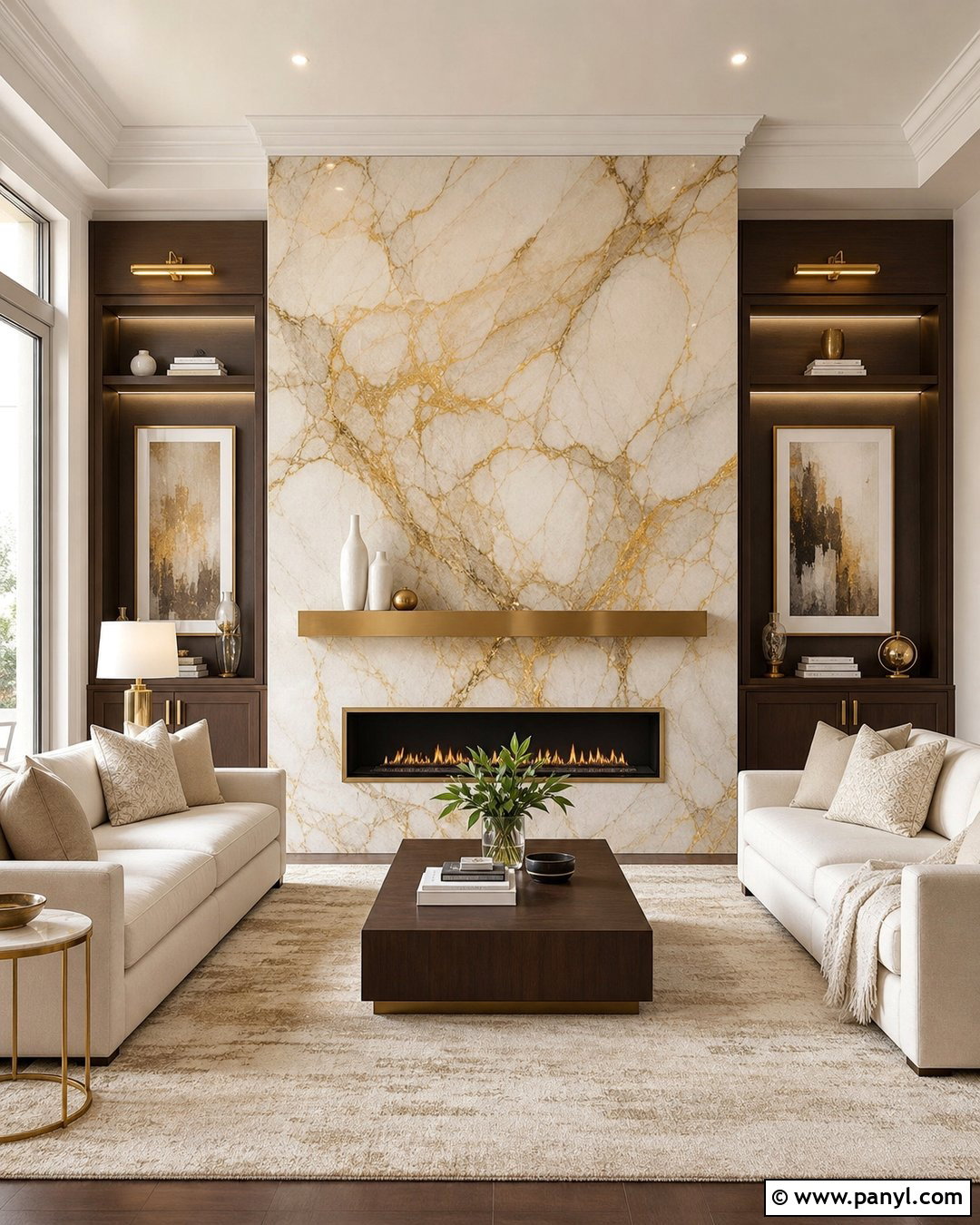 Gold Marble Fireplace Wall - 35 golden wall ideas