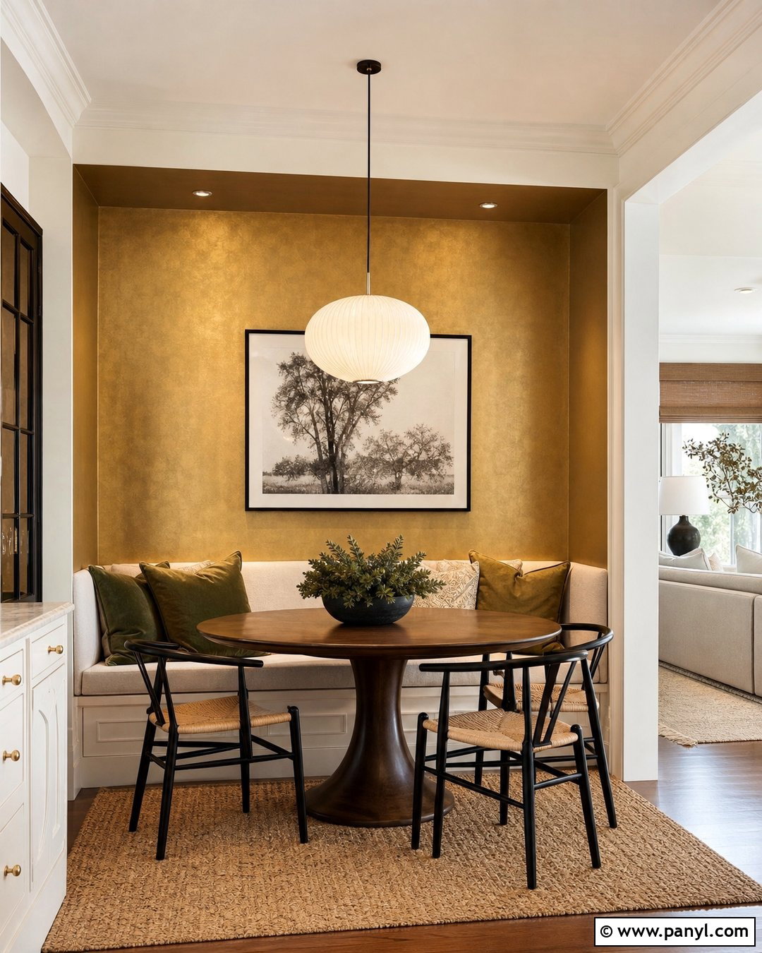 Gold Metallic Paint Accent Wall Dining Alcove - 20 Metallic Paint Accent Wall Ideas