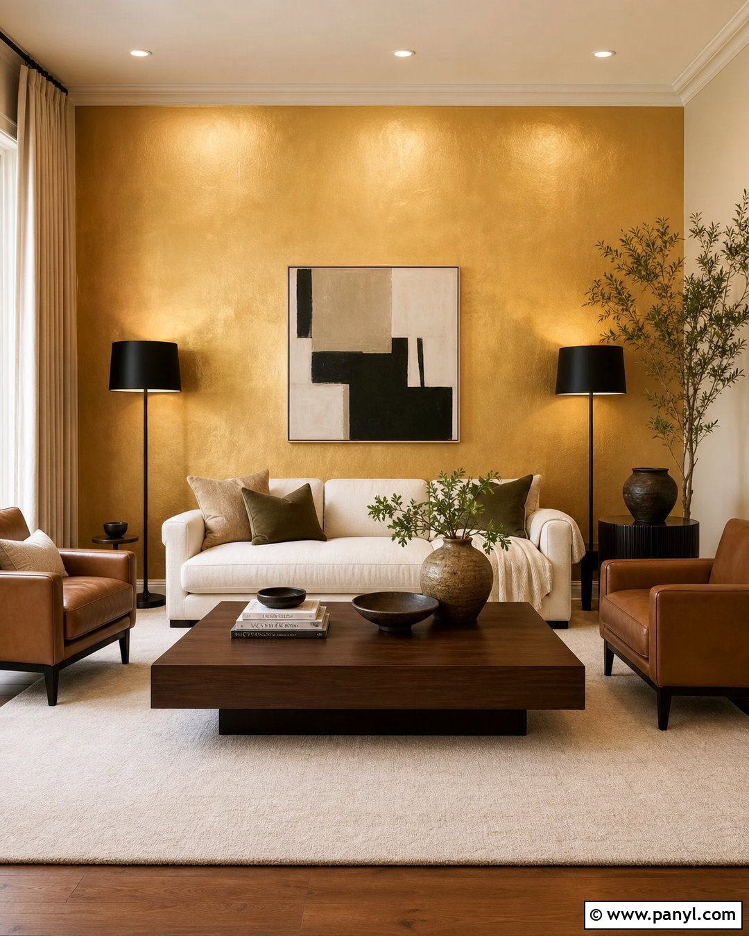 Gold Metallic Paint Accent Wall Living Room - 20 Metallic Paint Accent Wall Ideas
