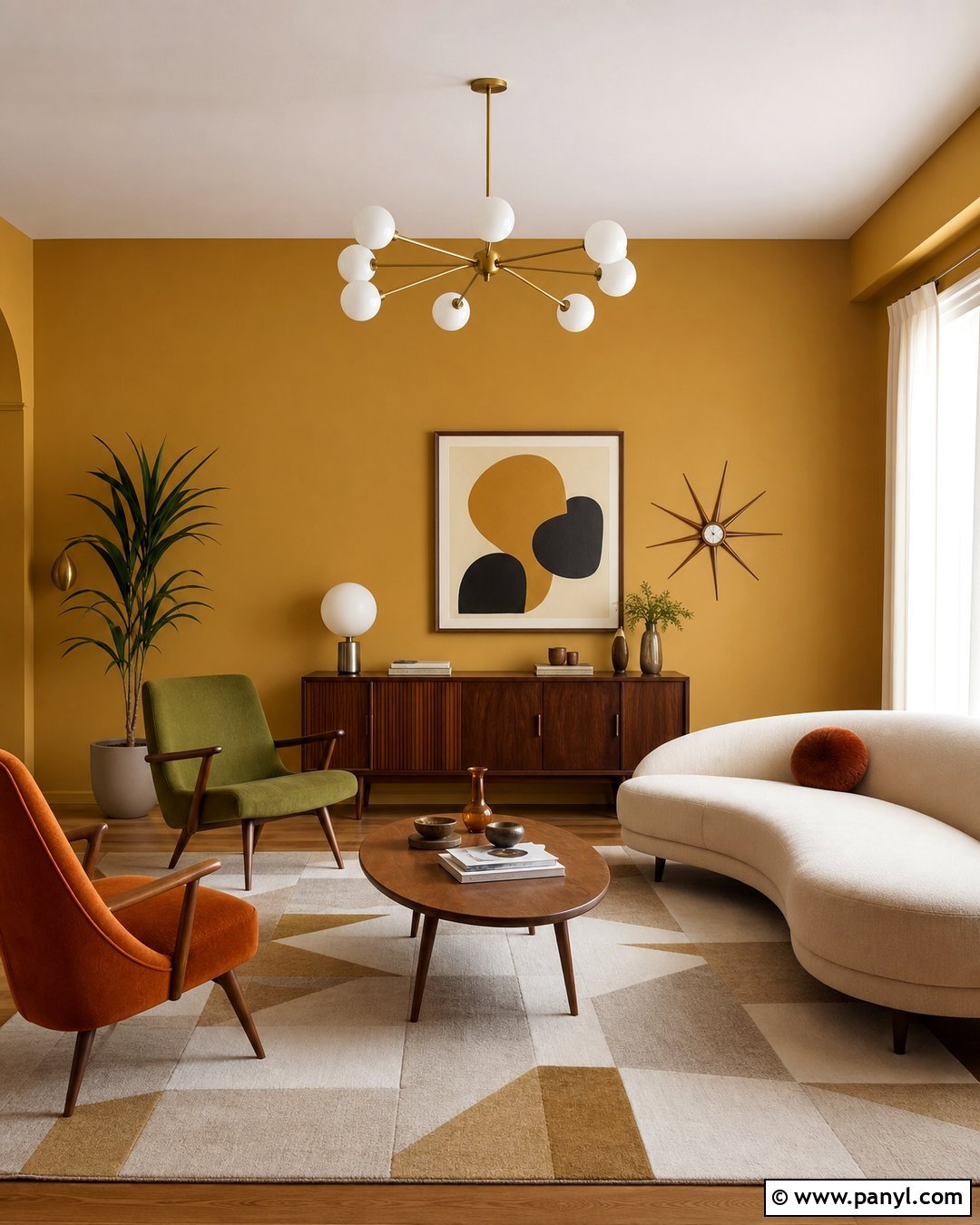 Gold Midcentury Modern Wall - 35 Gold Walls