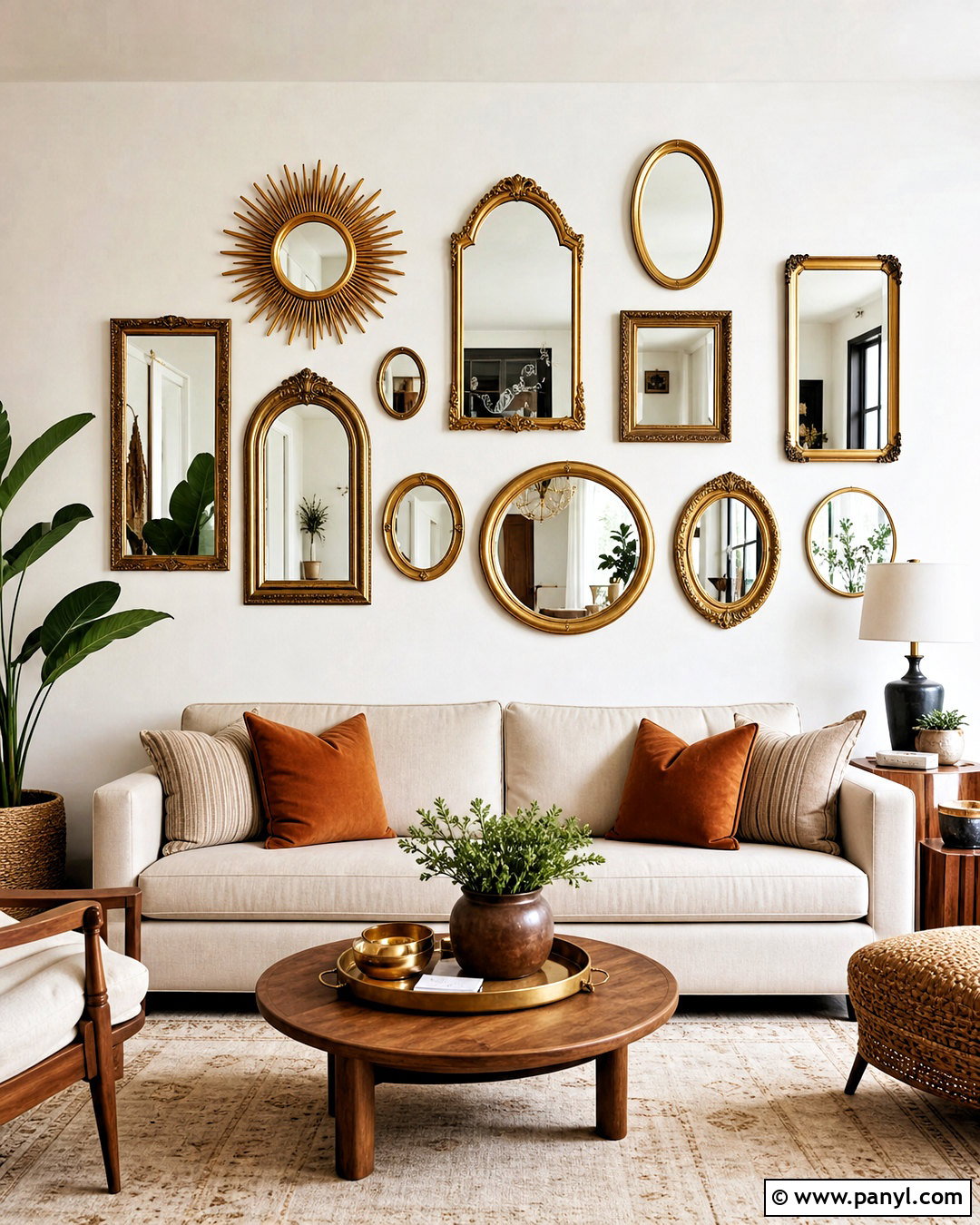 Gold Mirror Gallery Wall - 20 golden mirror wall ideas