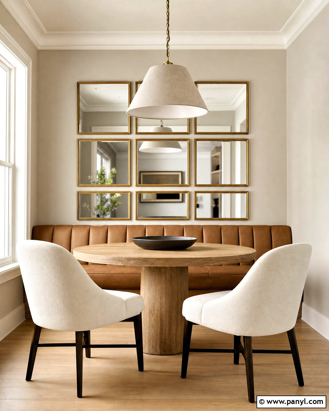 Gold Mirror Grid Wall - 20 golden mirror wall ideas