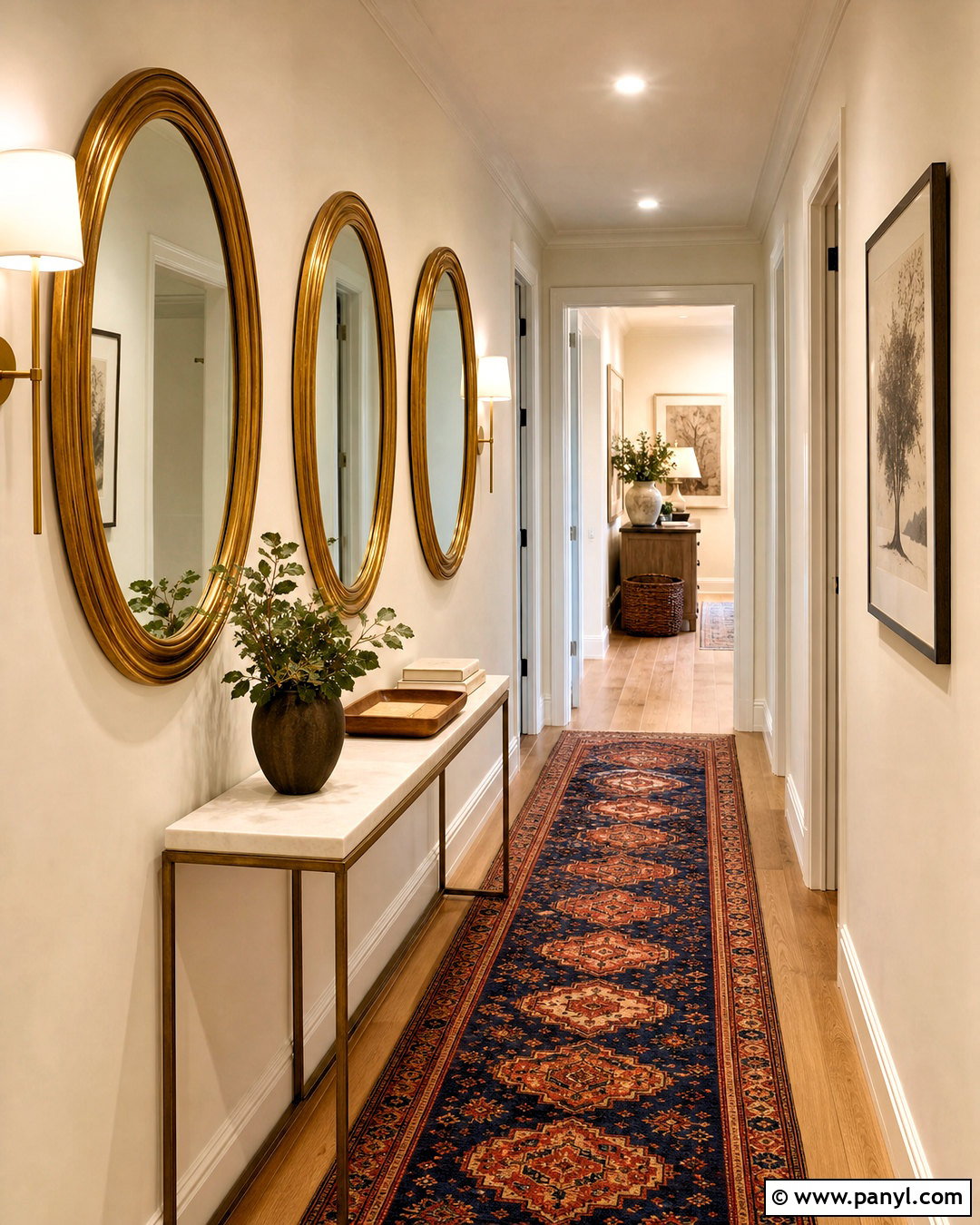 Gold Mirror Hallway - 20 golden mirror wall ideas