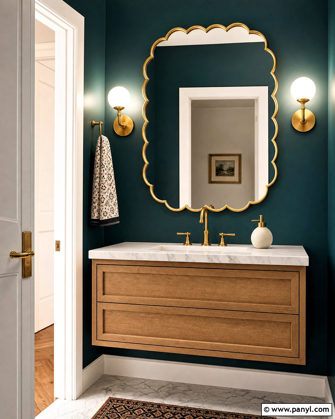 Gold Mirror Powder Room - 20 golden mirror wall ideas