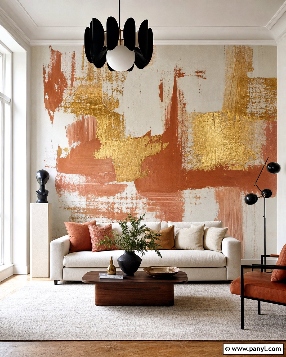 Gold Mural Accent Wall - 20 gold accent wall ideas