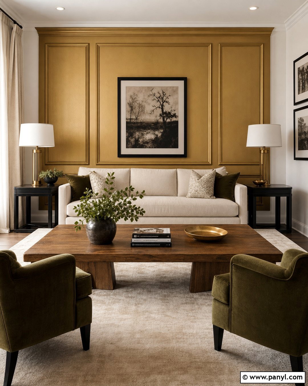 Gold Painted Wall Paneling - 30 Golden Wall Paint Ideas