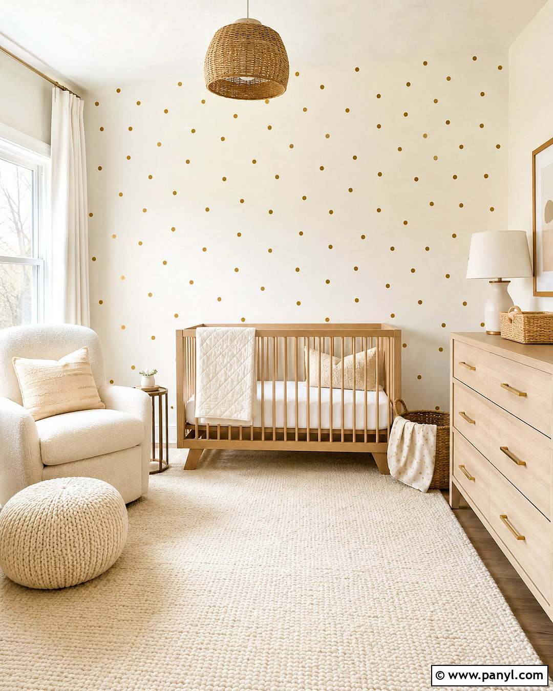 Gold Polka Dot Nursery Wall - 40 polka dot walls
