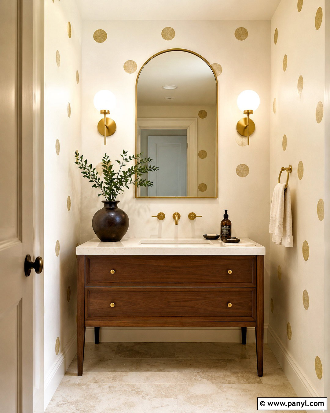 Gold Polka Dot Powder Room - 20 polka dot pattern design ideas