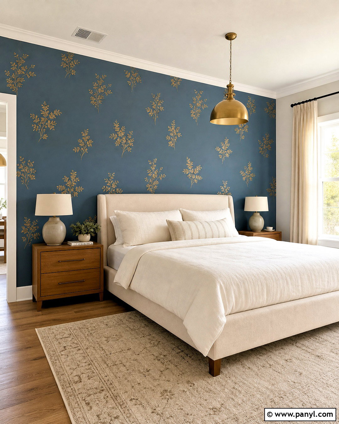 Gold Shimmer Stencil Wall - 20 gold shimmer wall ideas