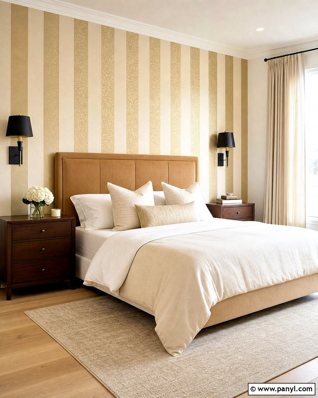 Gold Shimmer Striped Wall - 20 gold shimmer wall ideas