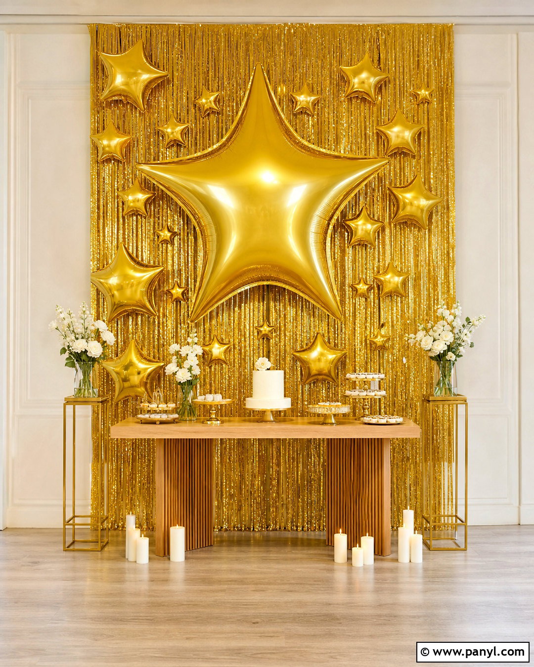 Gold Star Foil Balloon Wall - 20 foil balloon wall ideas
