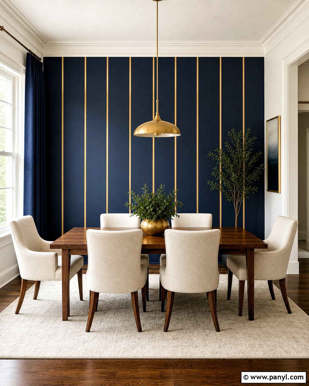 Gold Stripe Accent Wall - 20 gold accent wall ideas