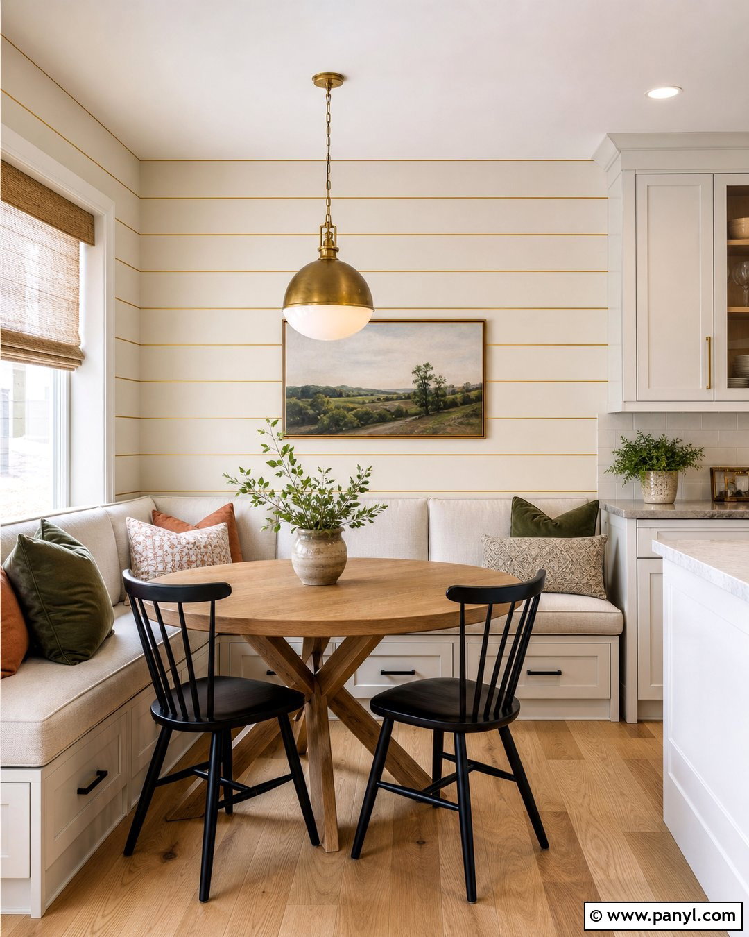 Gold Stripe Kitchen Breakfast Nook Wall - 35 gold stripe wall ideas