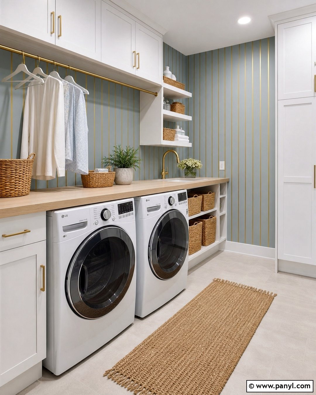 Gold Stripe Laundry Room Wall - 35 gold stripe wall ideas