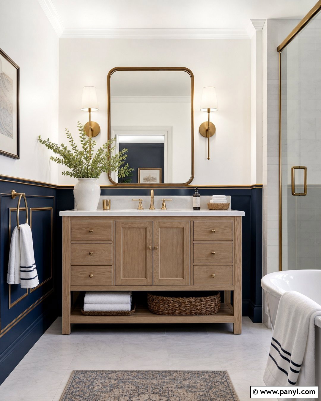 Gold Stripe Wainscoting Bathroom Wall - 35 gold stripe wall ideas