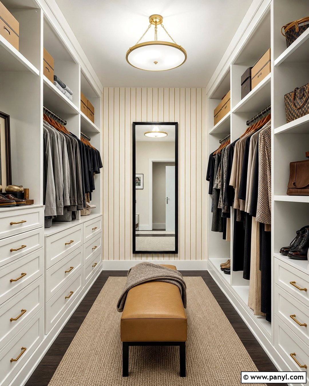 Gold Stripe Wallpaper Walk-In Closet - 35 gold stripe wall ideas