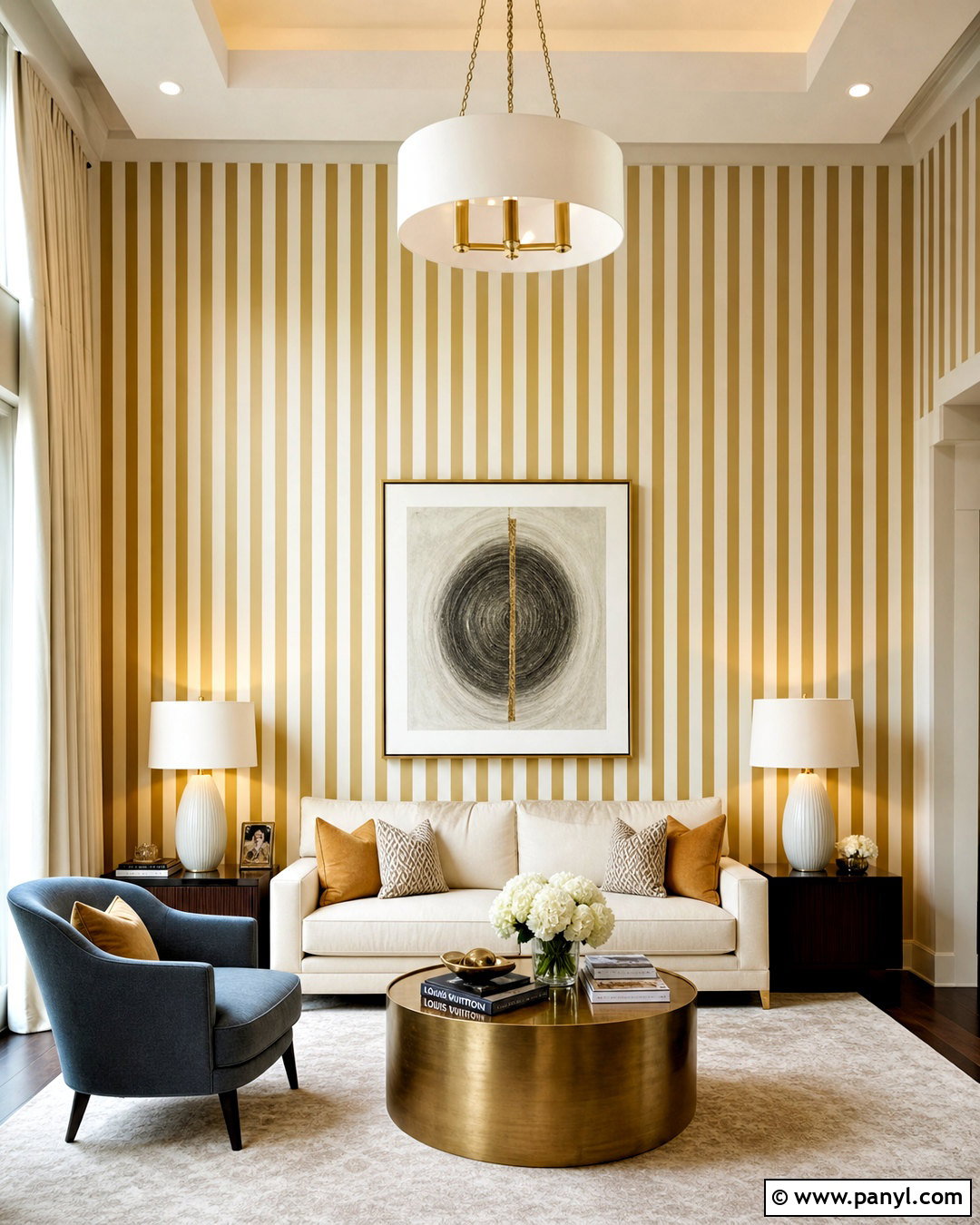 Gold Striped Wallpaper Living Room - 20 gold wallpaper living room ideas